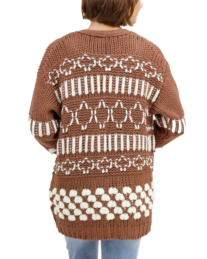 Bobble Knit Chunky Cardigan in Gingersnap