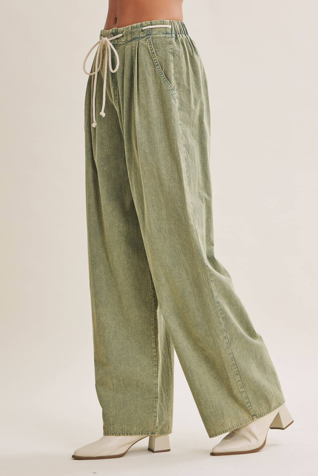 Easy Does It Mineral Wash Wide-Leg Pants - Vintage Camel
