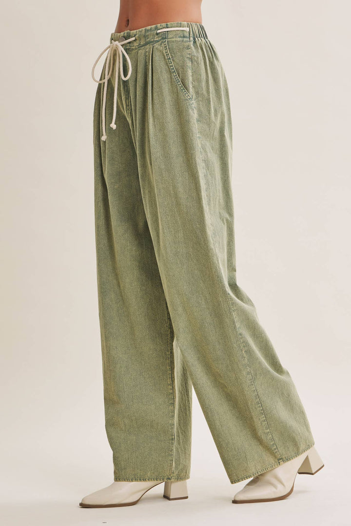 Easy Does It Mineral Wash Wide-Leg Pants - Vintage Camel