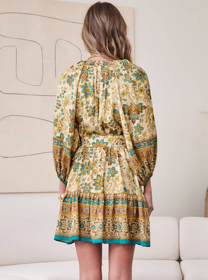 Paisley Border Printed Mini Dress