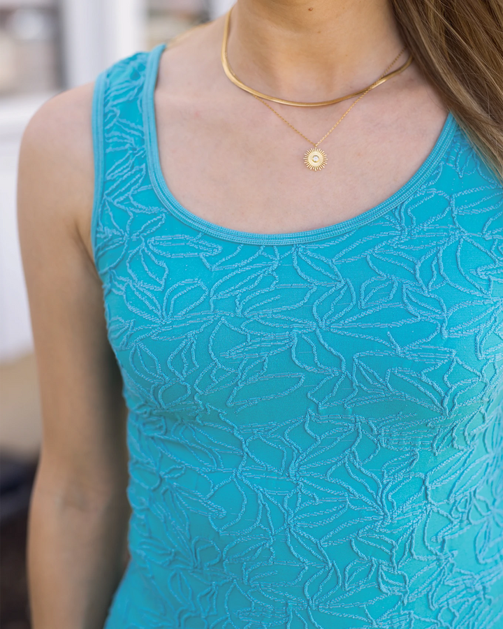 Grace and Lace Jacquard Brami Tank in Teal