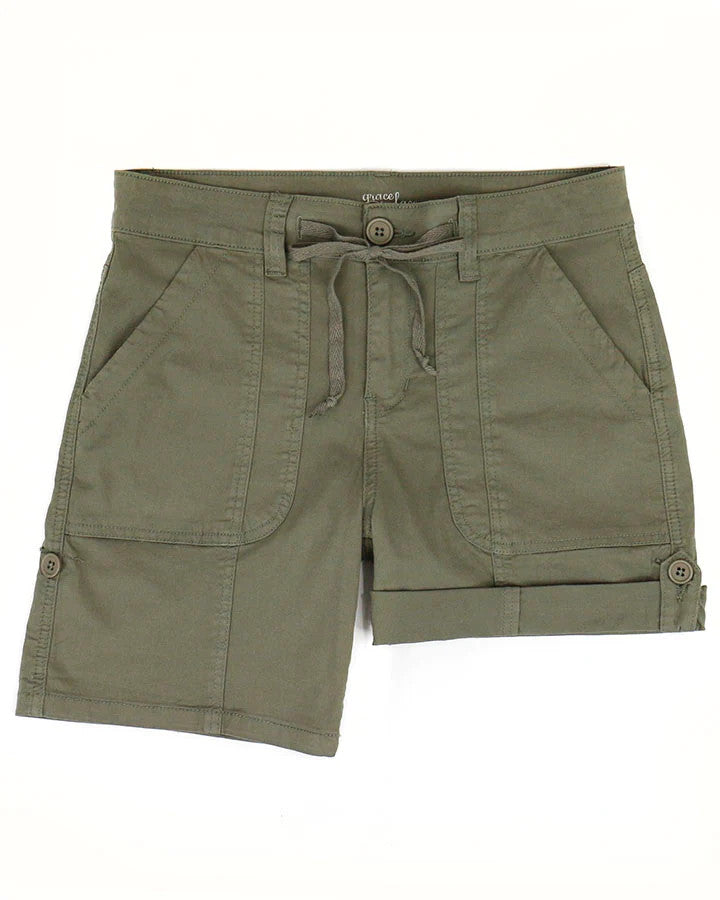 Grace and Lace- Olive Cargo Shorts