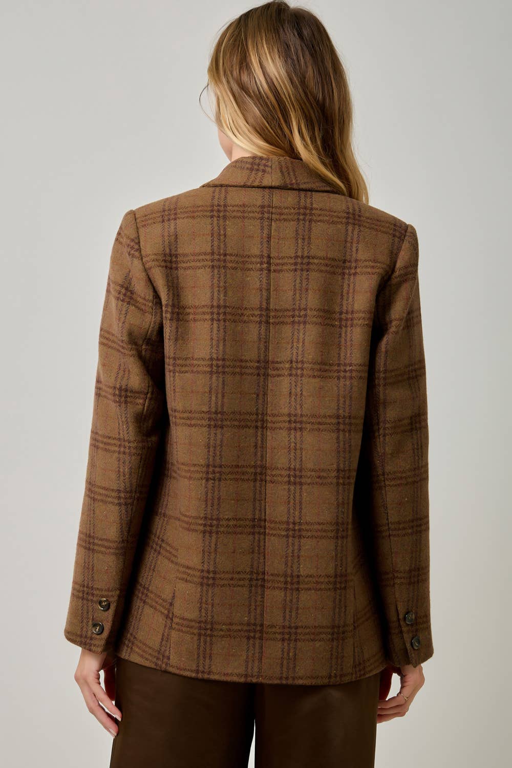 Autumn in Oxford Wool-Blend Plaid Blazer