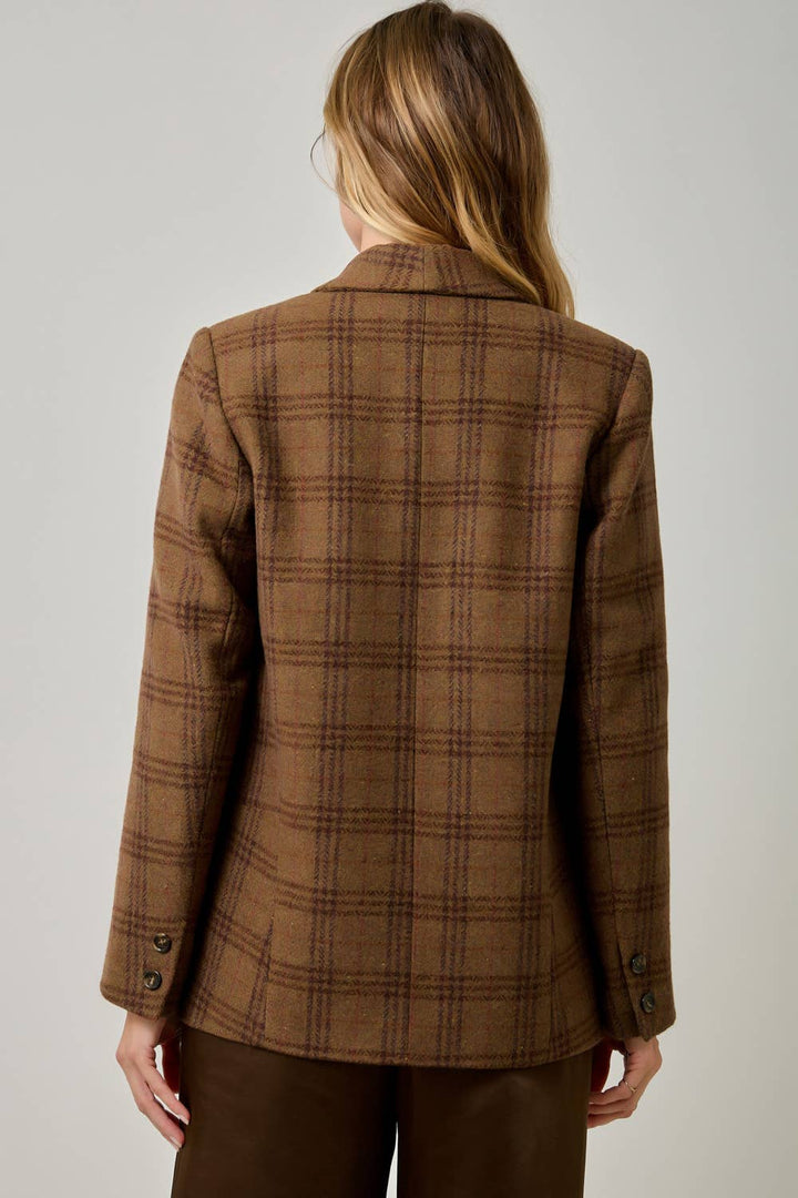 Autumn in Oxford Wool-Blend Plaid Blazer