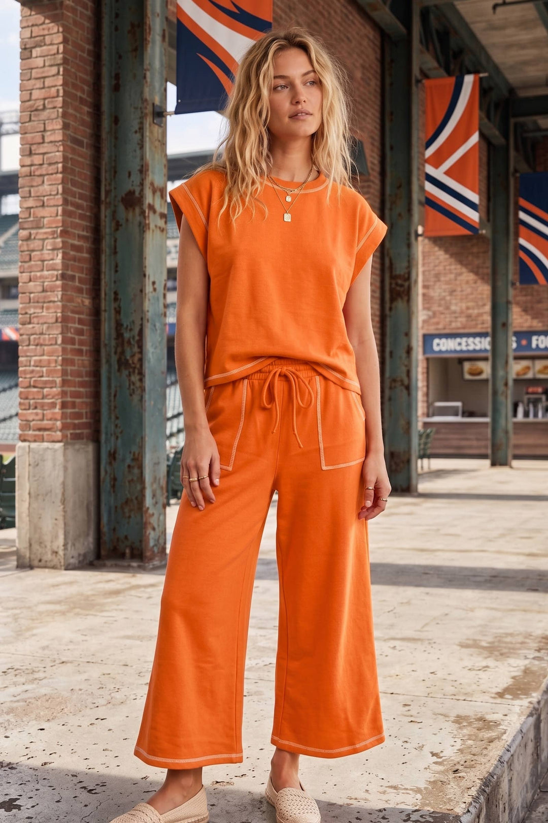 Scuba Contrast Stitch Lounge Set - Black