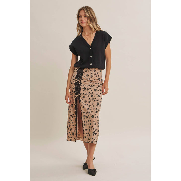Midnight in Paris Floral Lace Midi Skirt