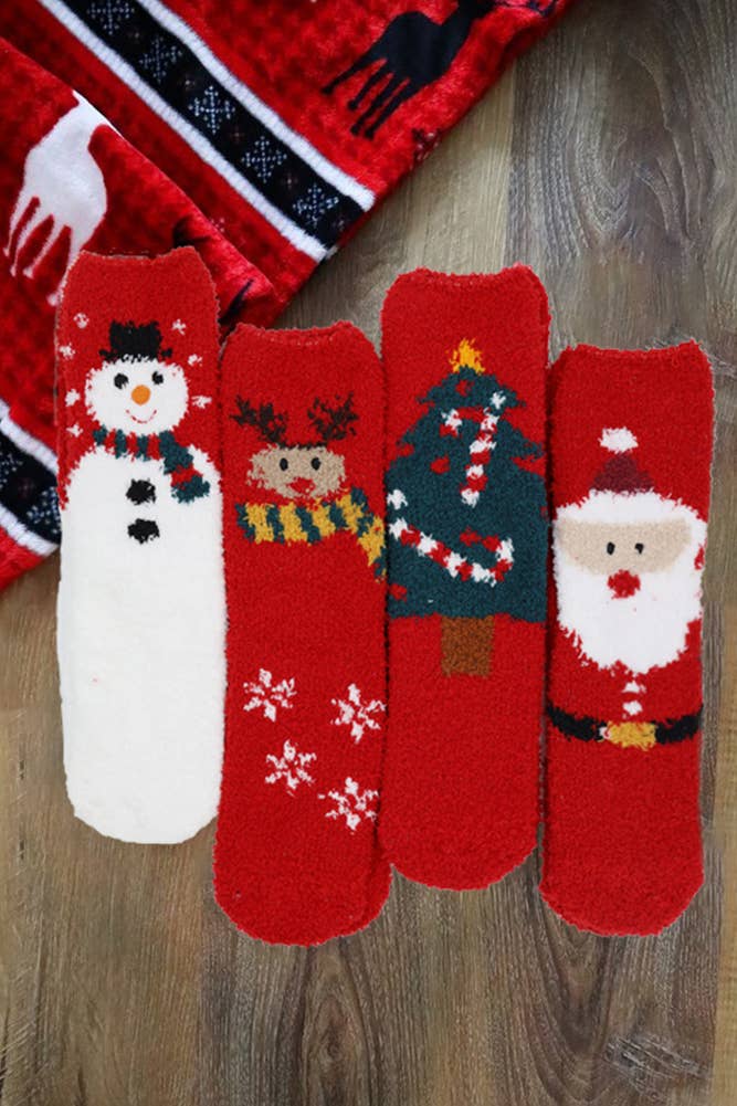 Assorted Christmas Holiday Fuzzy Socks