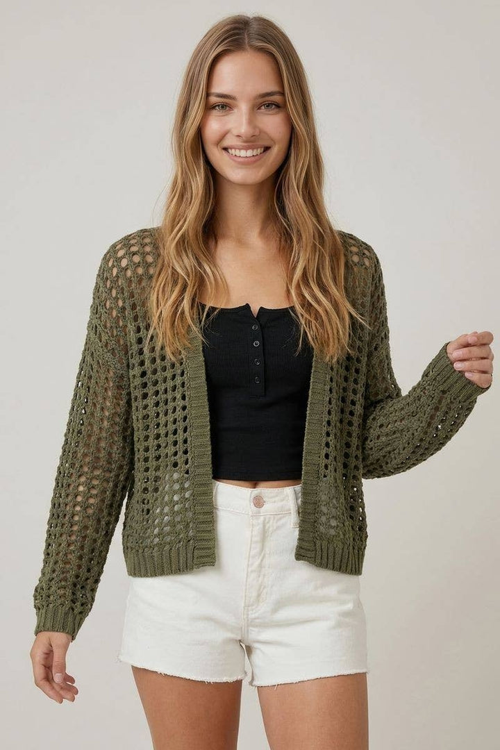 Breezy Does It Crochet Cardigan - Olive