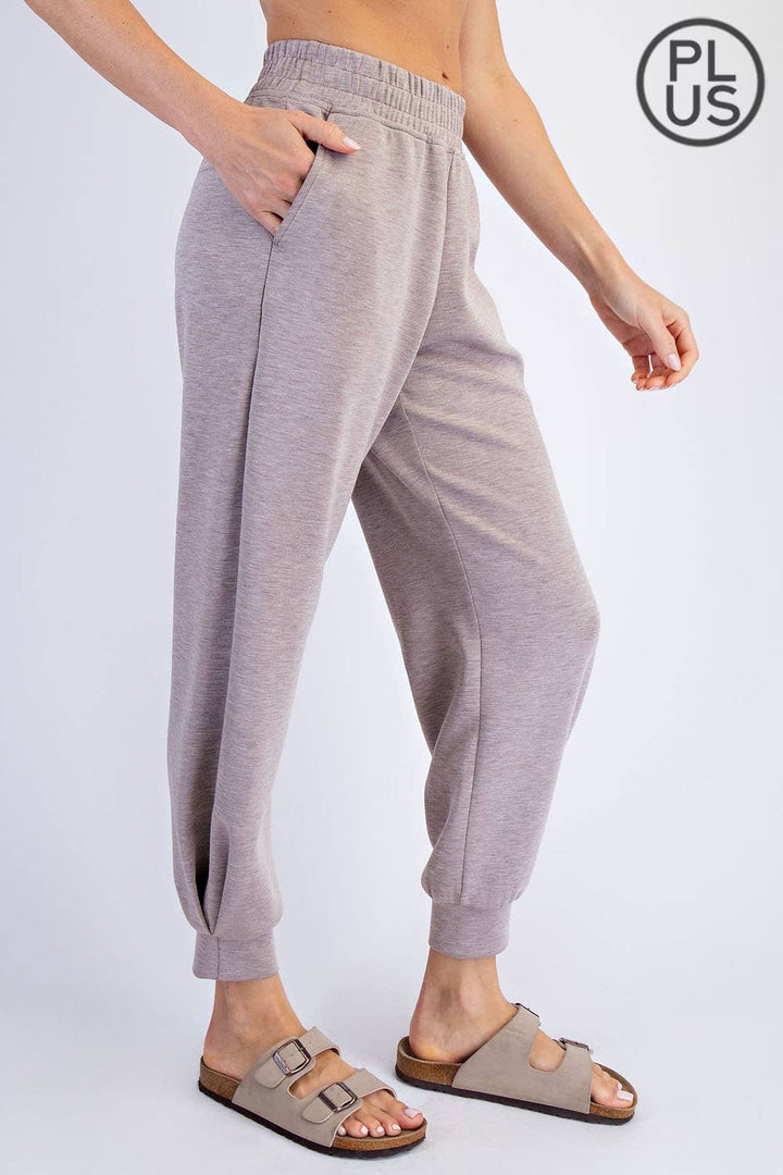RAE MODE PLUS SIZE MODAL SCUBA FULL LENGTH JOGGER PANT - 3 COLORS