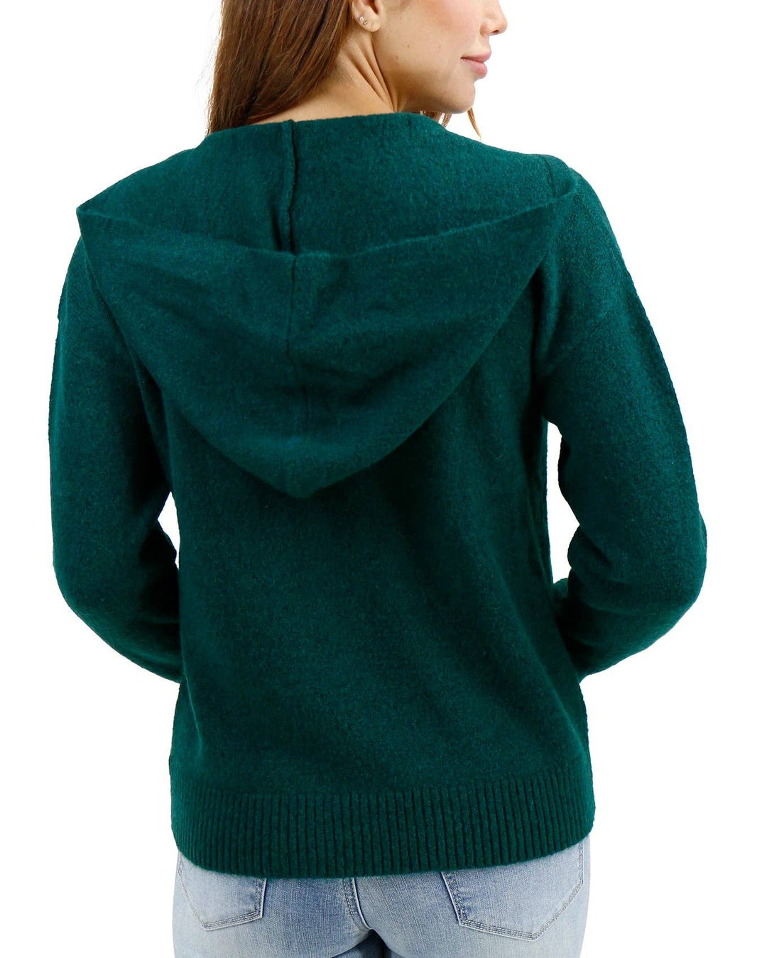 Grace and Lace So Soft Knit Sweater Hoodie in Deep Green