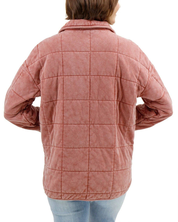 Grace and Lace Mineral Washed Quilted Jacket in Terracotta