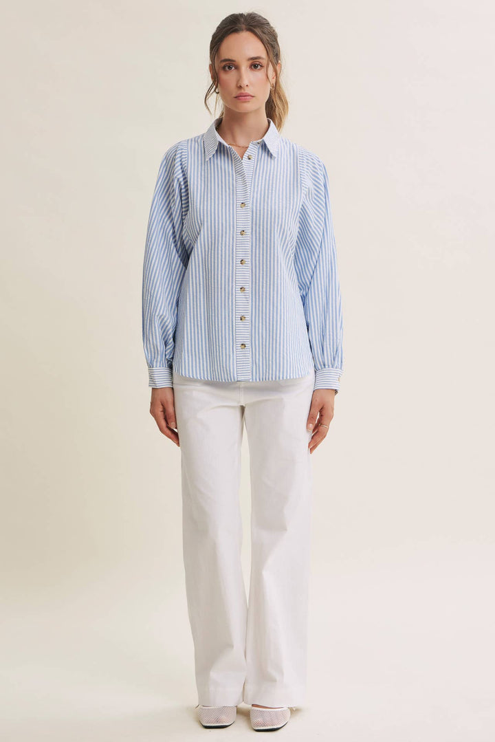 Between the Lines Button-Up - Brick Red