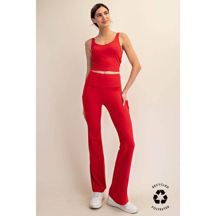 RAE MODE RECYCLED BUTTER FLARED LEGGINGS - TRUE RED
