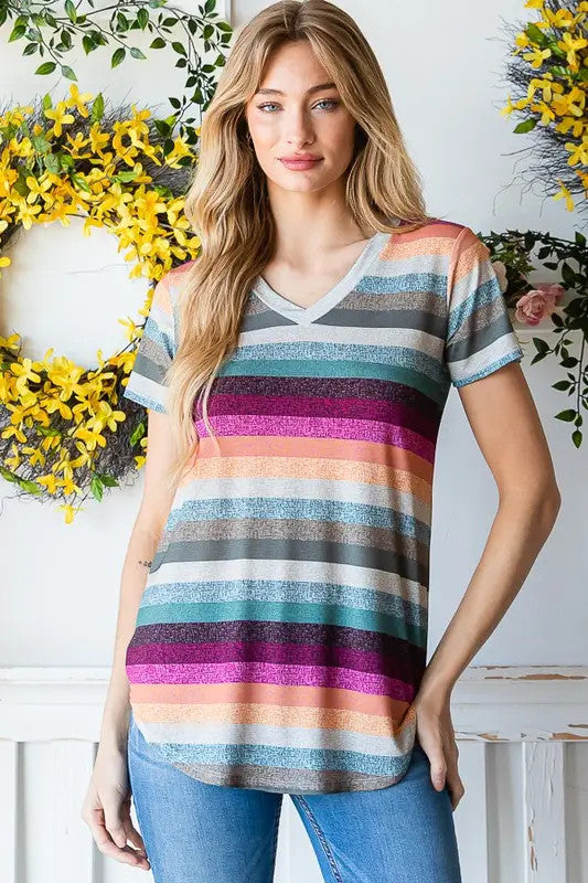 MULTI COLOR STRIPE PRINT TOP