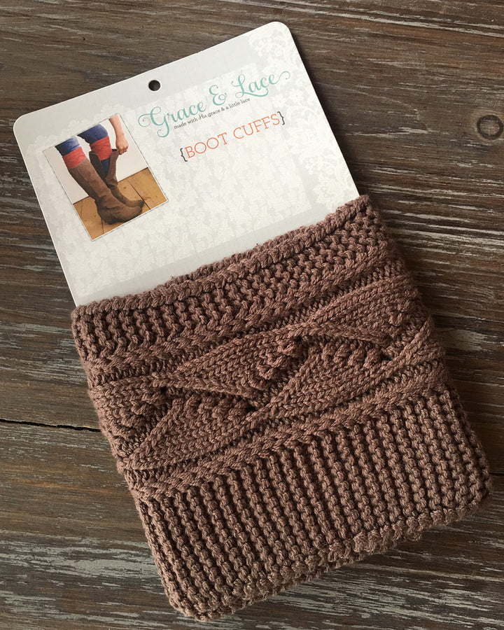 Grace and Lace Cable Knit Boot Cuffs - Coffee