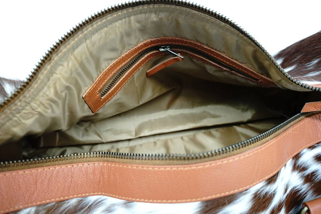 Cowhide Leather Weekender Duffel Carry On Bag