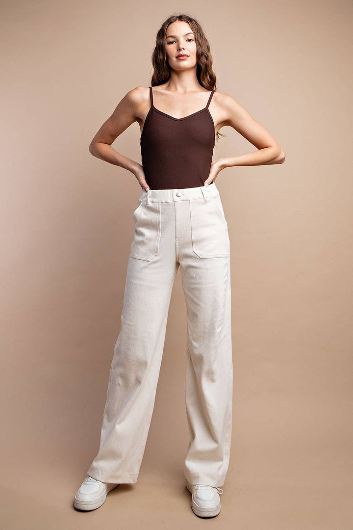 RAE MODE COTTON STRETCH TWILL WIDE PANTS - 2 COLORS