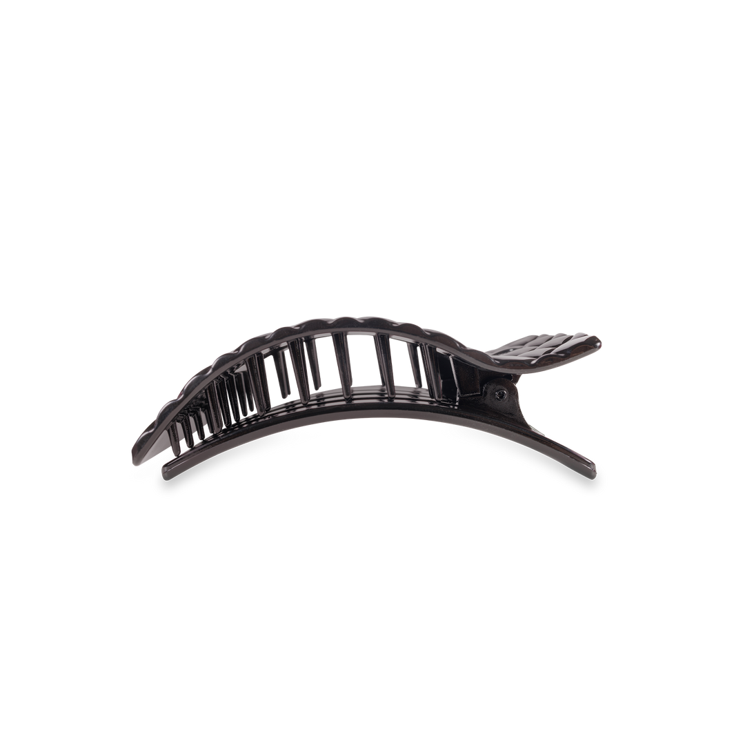 Flat Rectangle Hair Clip | Small | Jet Black Quilted