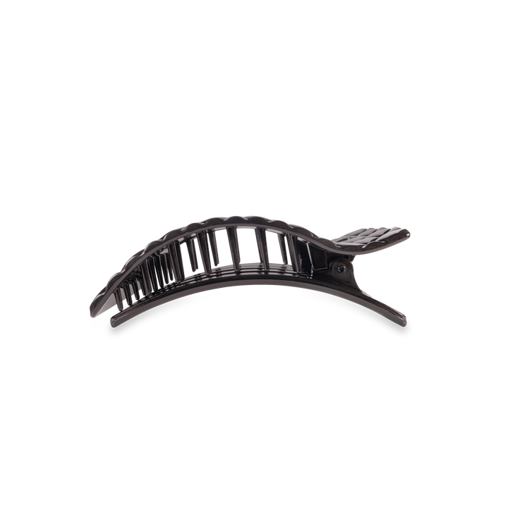 Flat Rectangle Hair Clip | Small | Jet Black Quilted