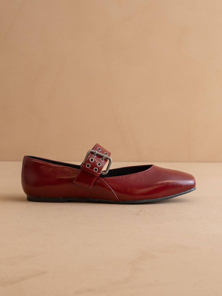 The Soho | Wine Ballet Flat with Buckle
