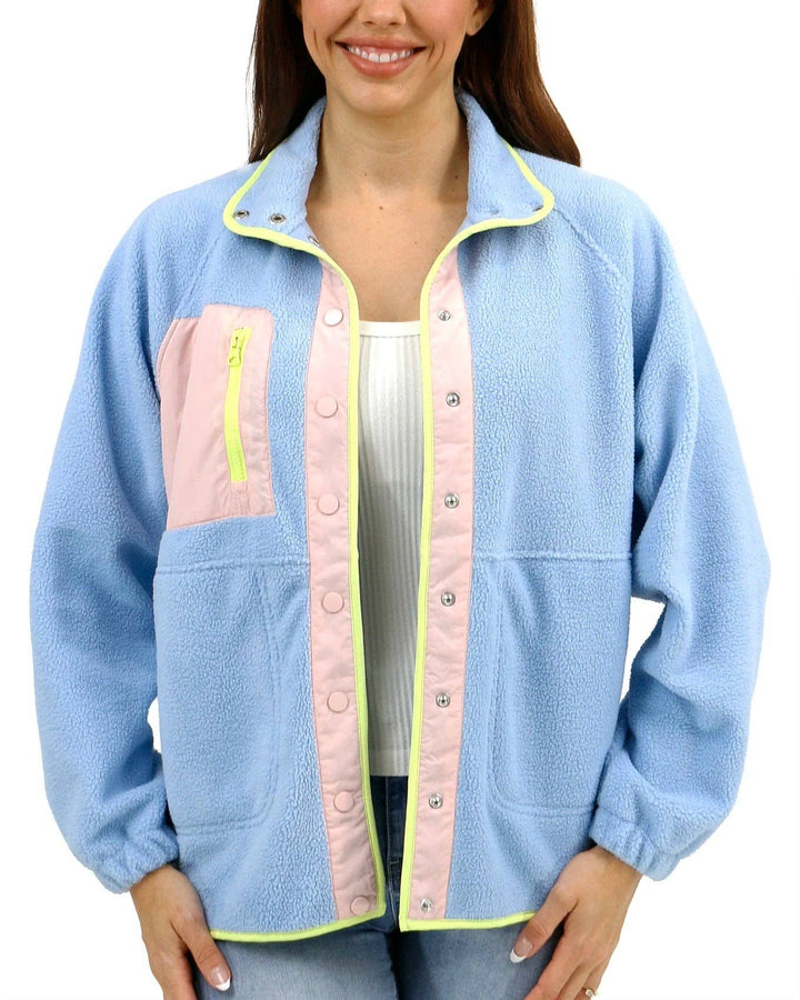 Colorblock Fleece Jacket in Blue-Blush