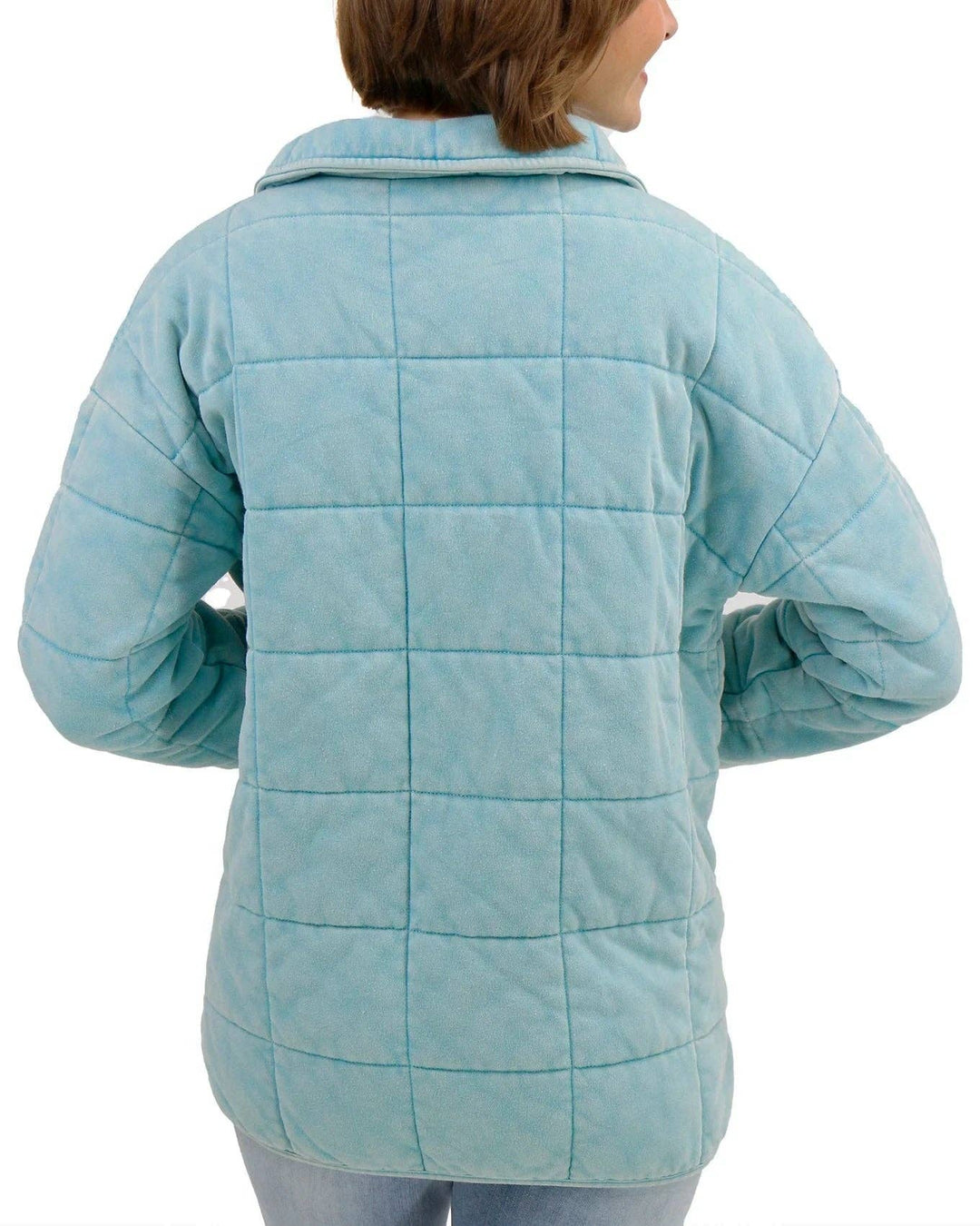 Grace and Lace Mineral Washed Quilted Jacket in Icy Blue