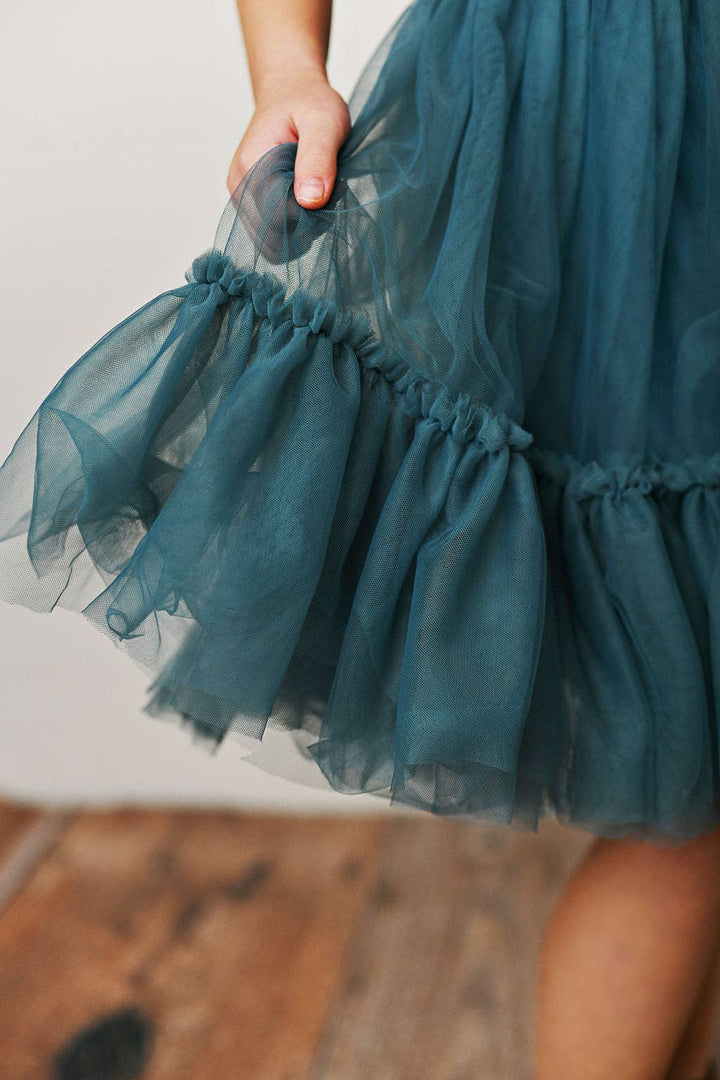 Kids Emerald Vintage Floral Tulle Fancy Spring Easter Dress