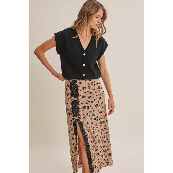 Midnight in Paris Floral Lace Midi Skirt