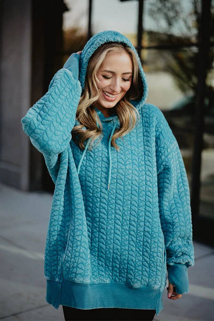 Teal Me More Quilted Heart Hoodie