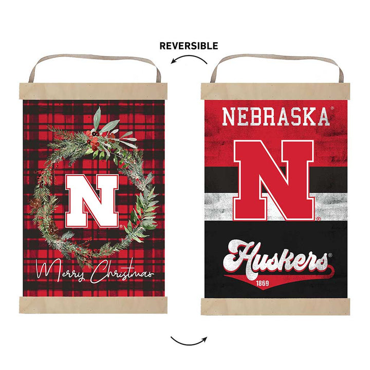 Reversible Banner Christmas Plaid Nebraska Cornhuskers