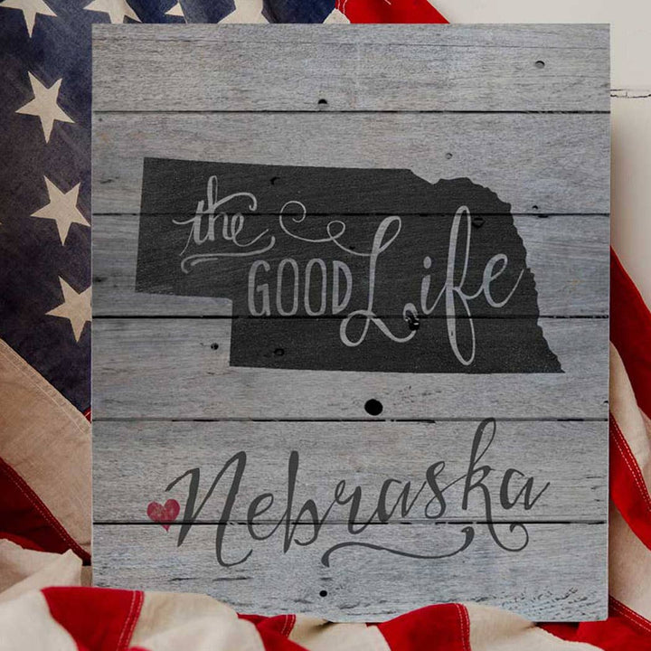 State Slogan Weathered Slat Sign Nebraska