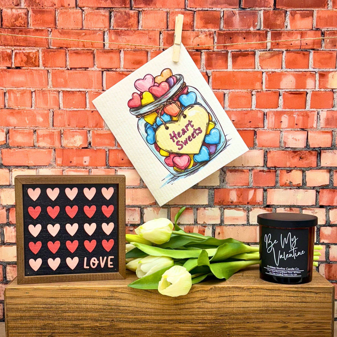 Jar of Valentines Hearts Swedish Dishcloth - Valentine's Day