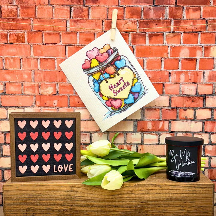 Jar of Valentines Hearts Swedish Dishcloth - Valentine's Day