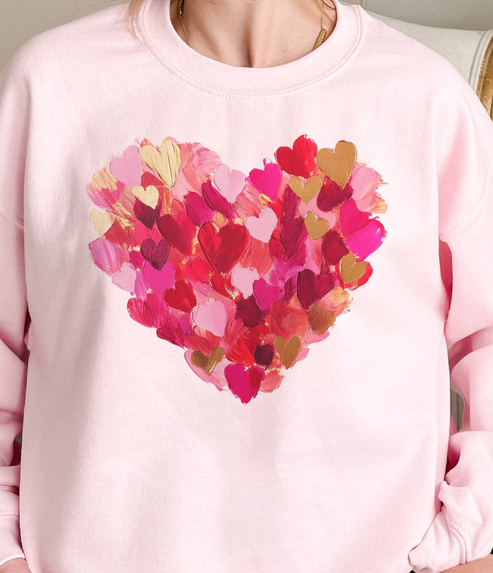 Brushstroke Valentine Watercolor Heart Graphic Sweatshirt