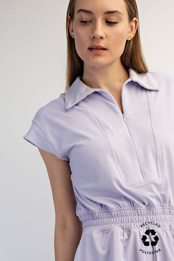 RAE MODE BUTTER SHORT SLEEVE QUARTER ZIP ROMPER
