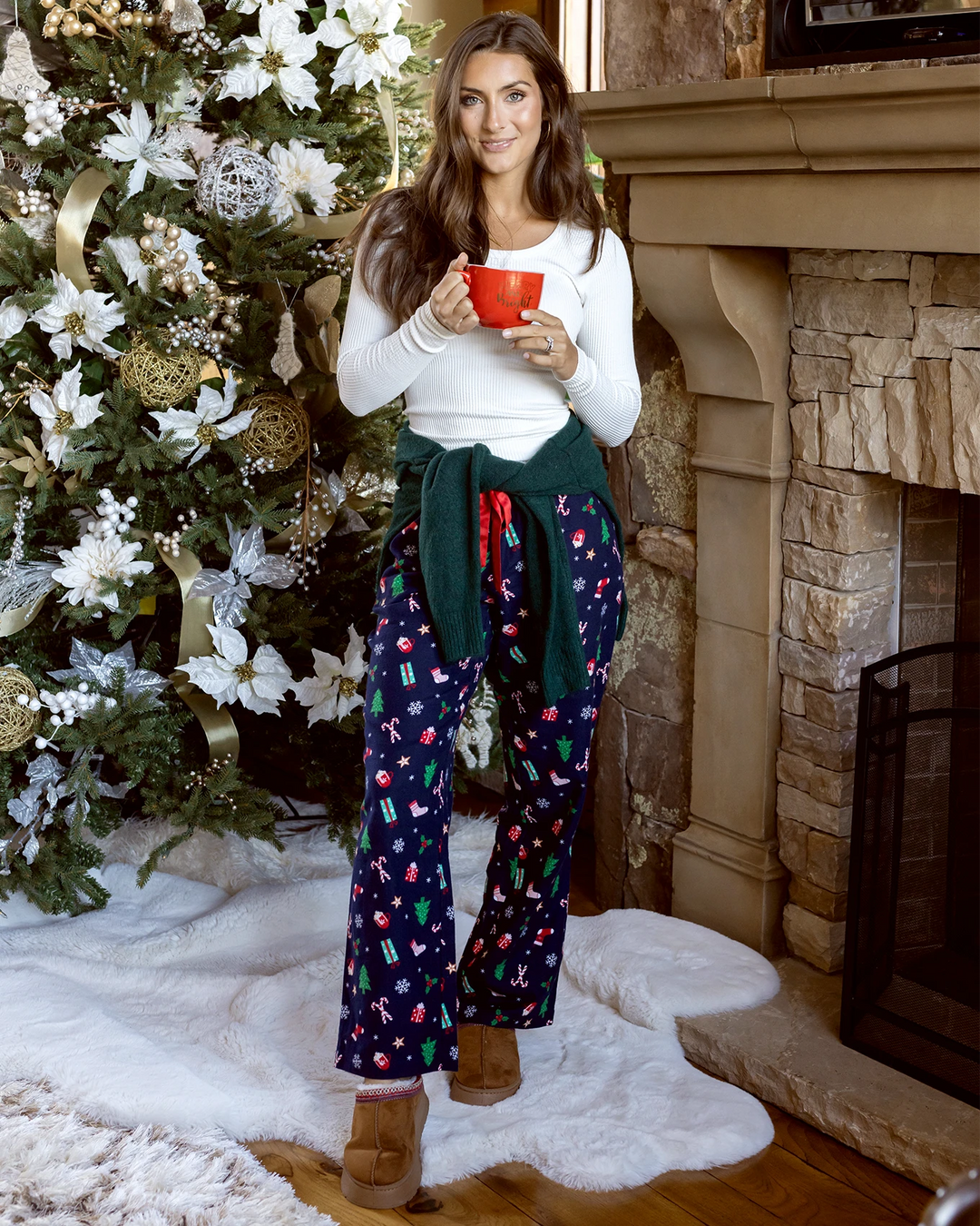 Flannel Christmas Pajama Pants in Navy