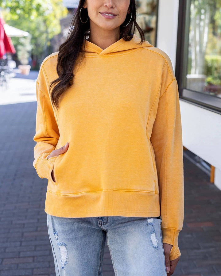 Vintage Washed Fleece Hoodie in Washed Mustard