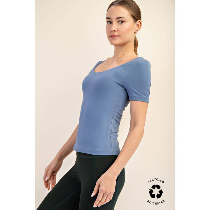 RAE MODE RECYCLED BUTTER ROUND NECK SHORT SLEEVE TOP - 2 COLORS