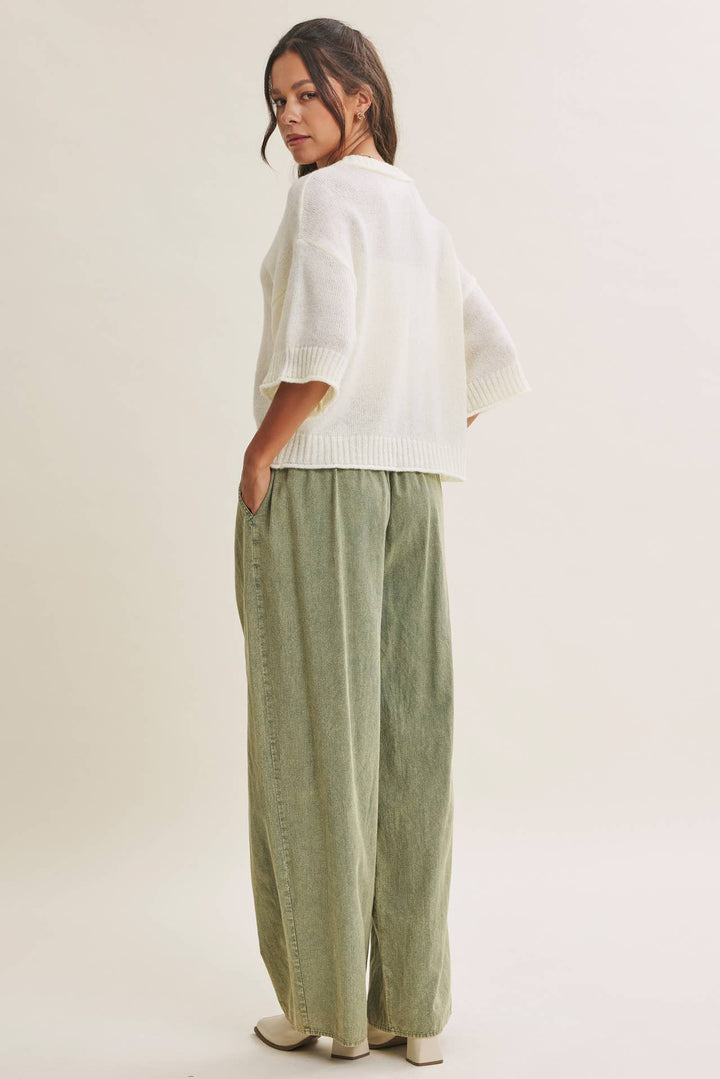 Easy Does It Mineral Wash Wide-Leg Pants - Vintage Camel