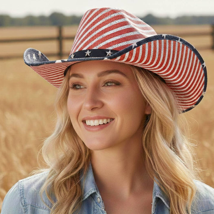 Stars & Stripes Straw Cowboy Hat