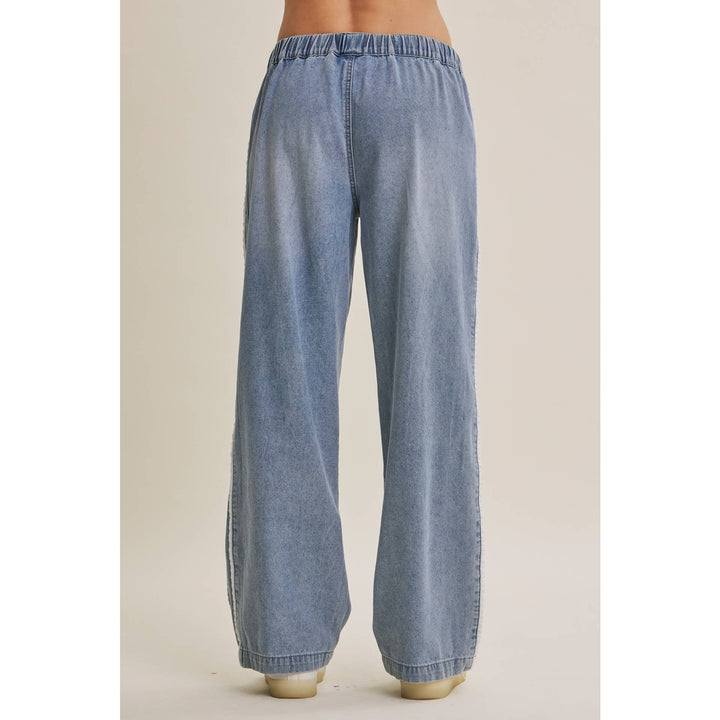 Easy Street Mineral-Wash Denim Track Pants