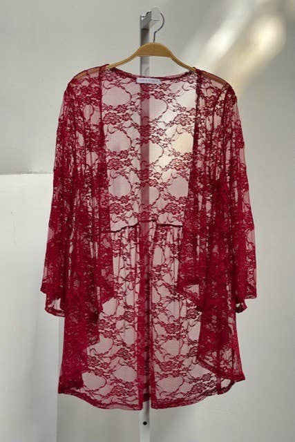 Wine & Roses Lace Kimono