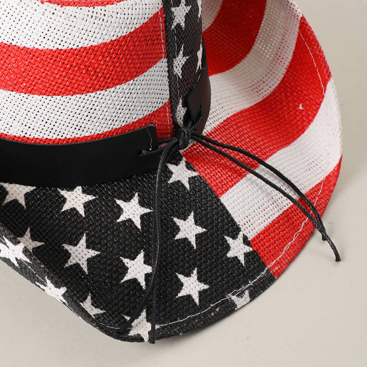 USA American Flag Straw Cowboy Hat