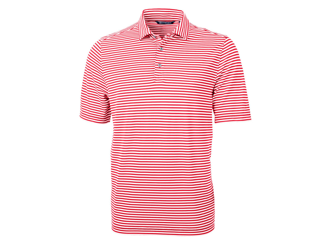 Mavericks Cutter & Buck Virtue Eco Pique Stripe Recycled Mens Polo - Red/White