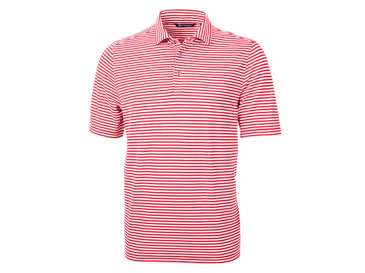 Mavericks Cutter & Buck Virtue Eco Pique Stripe Recycled Mens Polo - Red/White