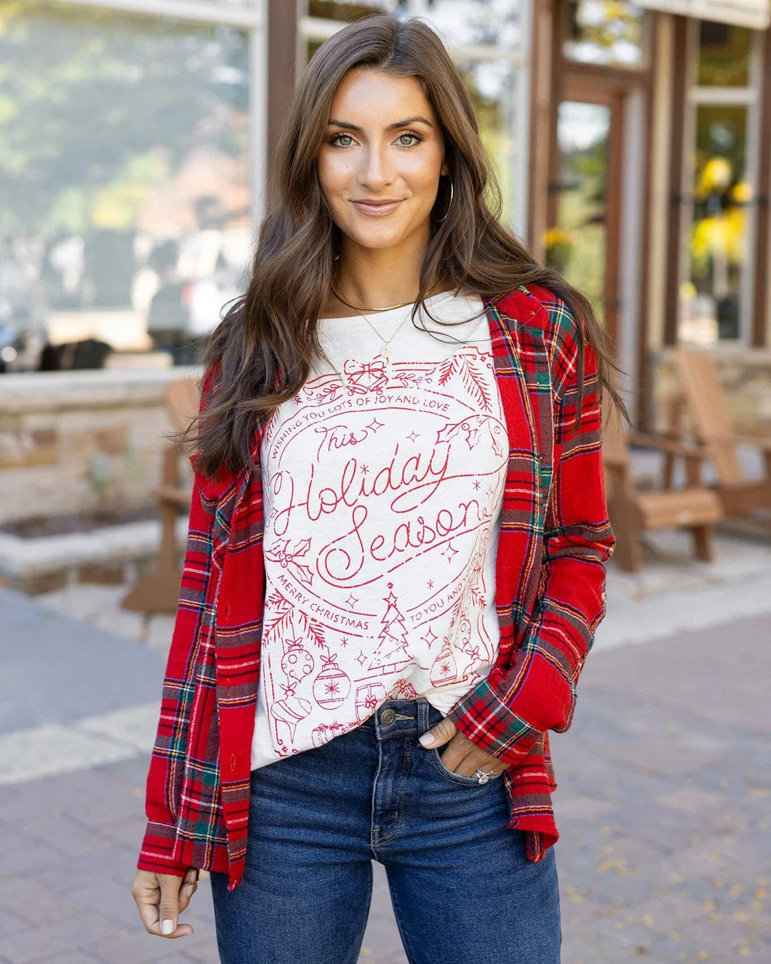 Favorite Button Up Top in Christmas Plaid