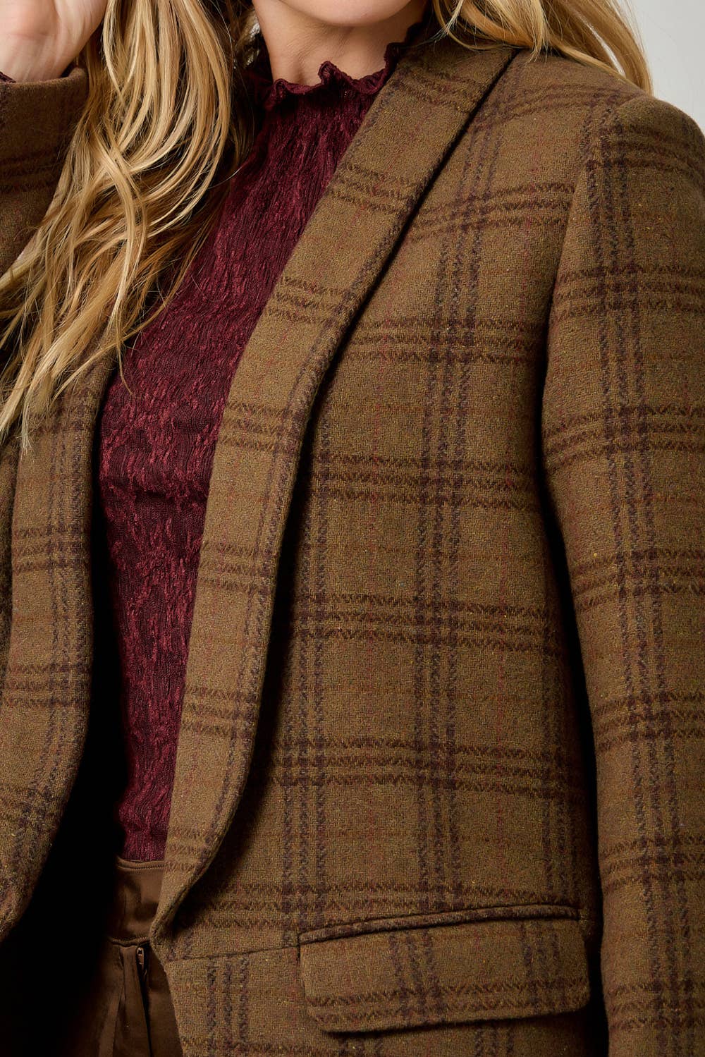 Autumn in Oxford Wool-Blend Plaid Blazer