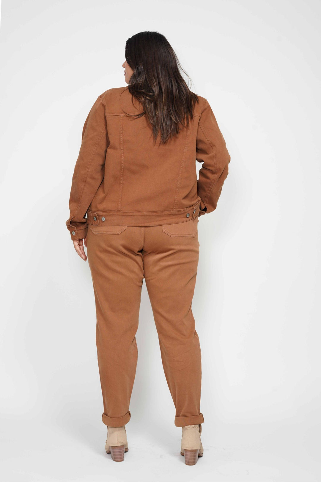 Judy Blue High Waist Garment Dyed Cuffed Jogger - Caramel - Plus Sizes