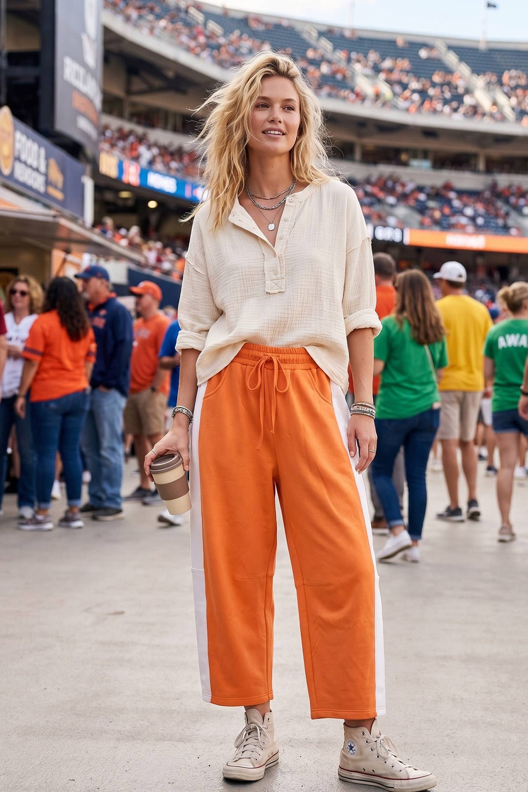 Scuba Side Panel Gameday Relaxed Barrel Pant - Red/Black