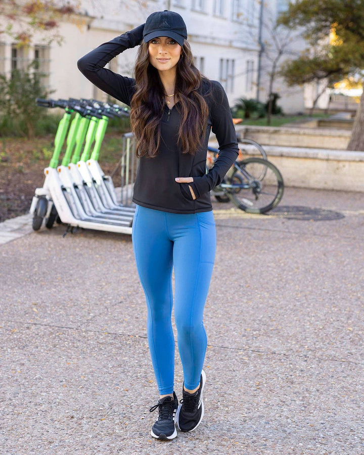 Best Squat Proof Pocket Leggings in Pacific Blue